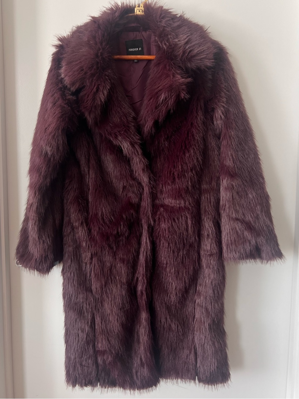 Forever 21 Women's Faux Fur Coat in plum/ purple